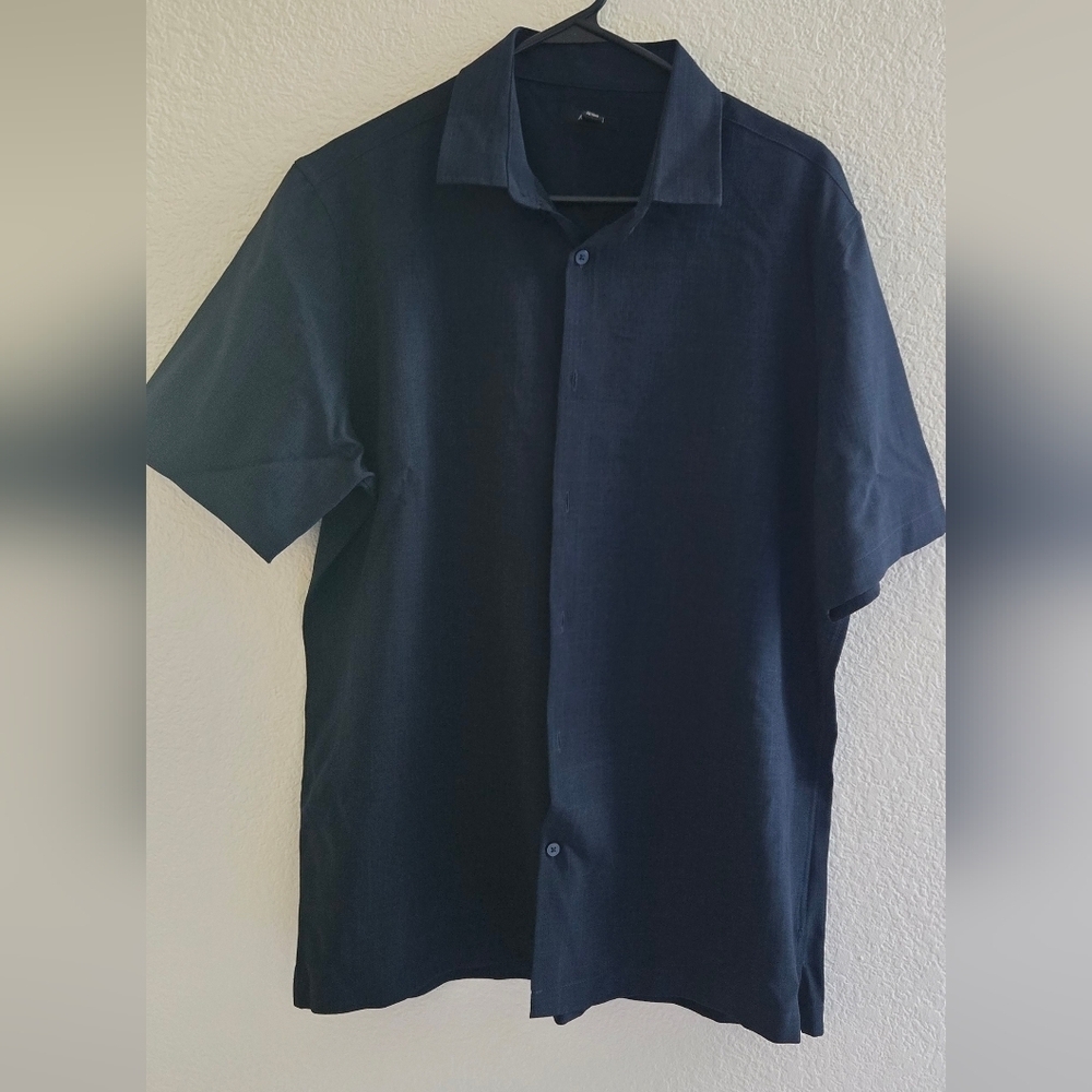 Alfani Men's Navy Casual Button Down Shirt‎